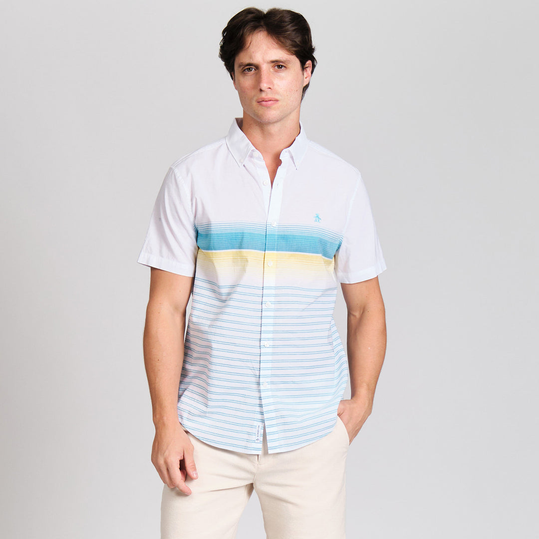 Camisa Manga Corta Lineas En Degradado