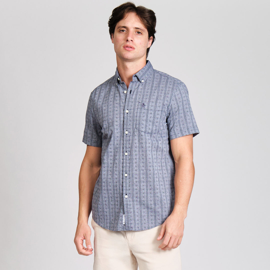 Camisa Manga Corta Dobby Geo