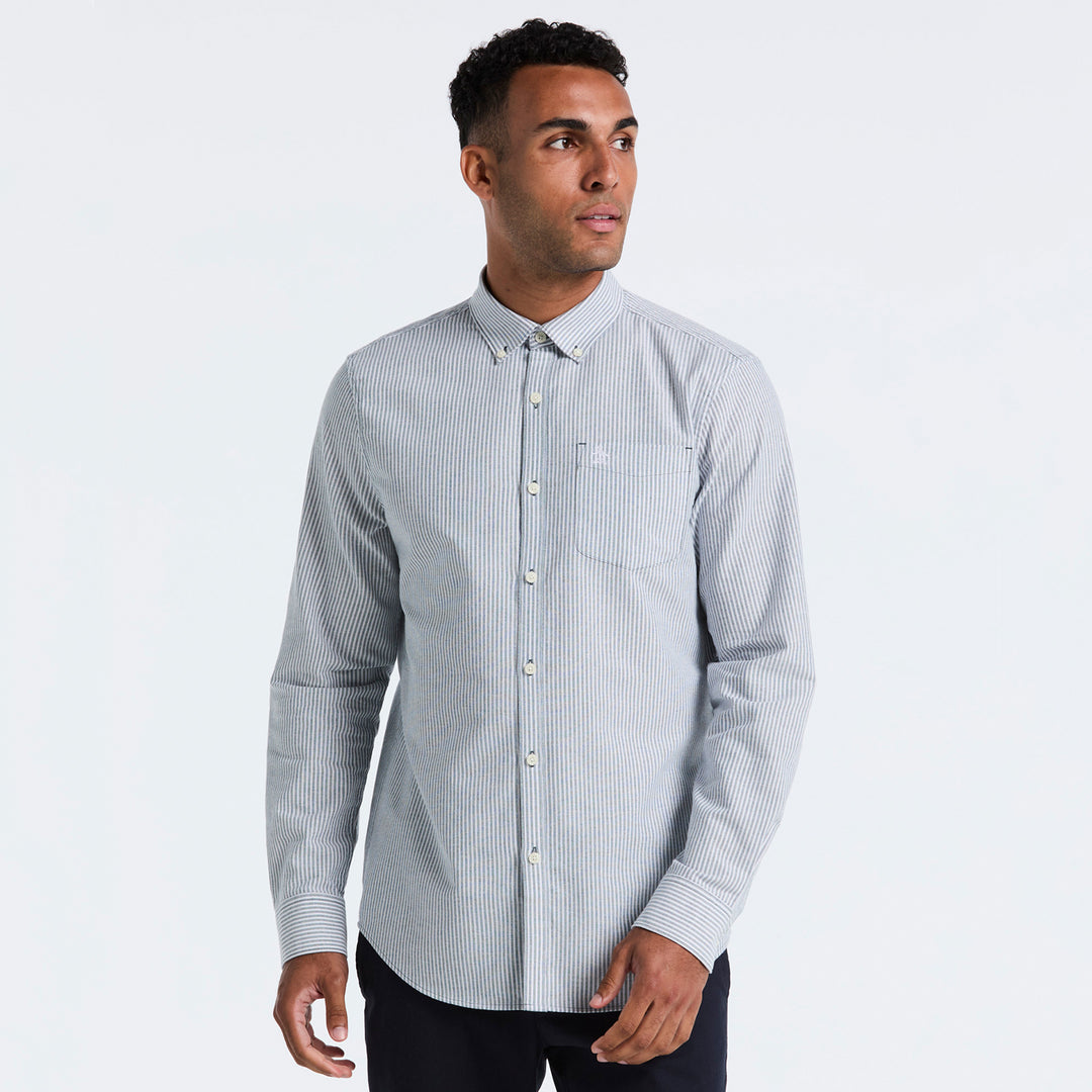 Camisa Manga Larga De Algodón Oxford A Rayas