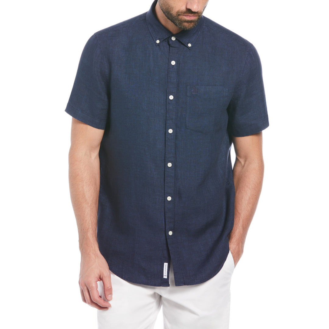 Camisa Manga Corta Lino Delave Con Bolsillo - Original Penguin México
