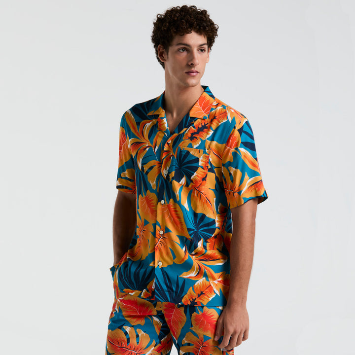 Camisa Manga Corta Full Print Tropical - Original Penguin México