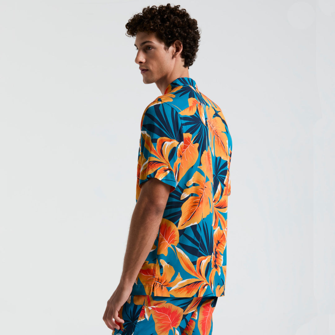 Camisa Manga Corta Full Print Tropical - Original Penguin México