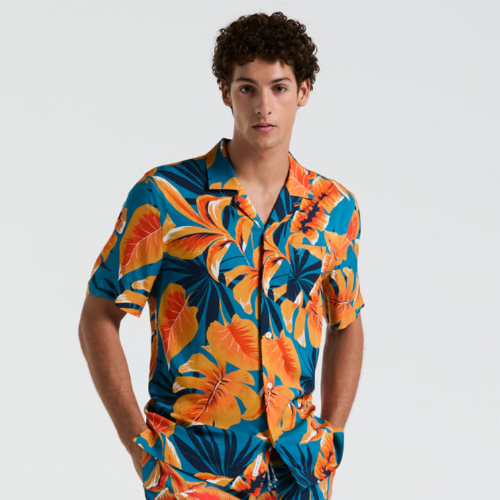 Camisa Manga Corta Full Print Tropical - Original Penguin México