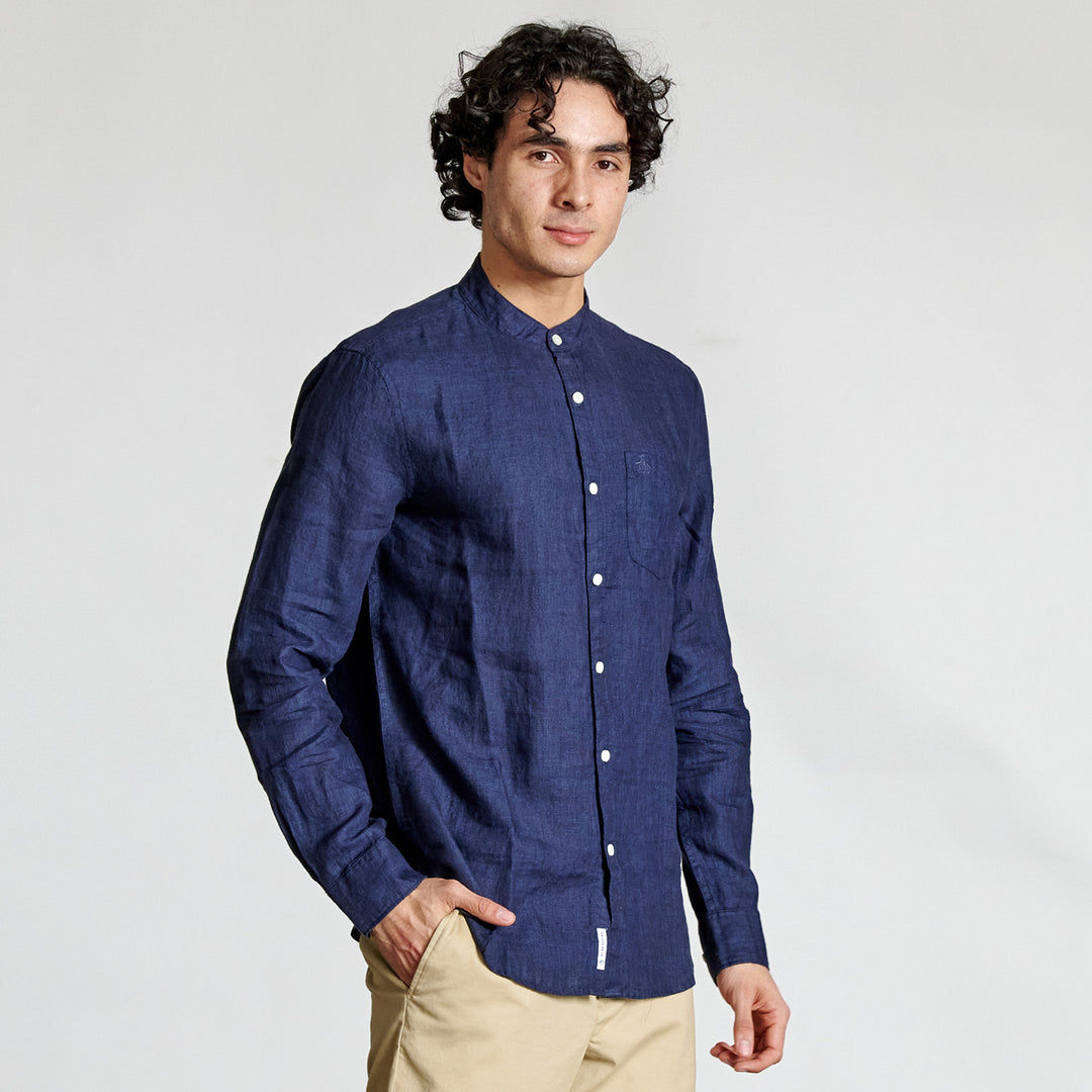 Camisa Manga Larga Cuello Mao - Original Penguin México