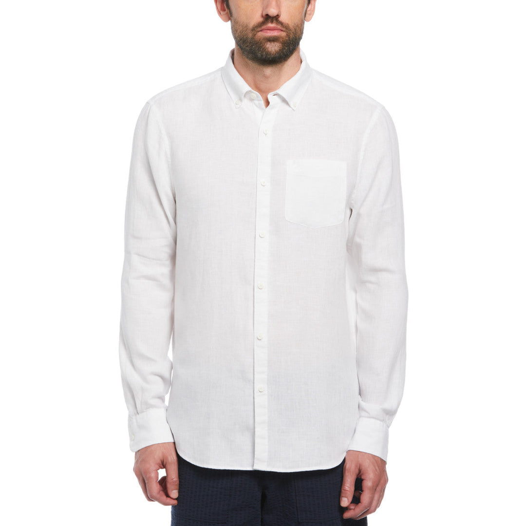 Camisa Manga Larga Lino Delave Con Bolsillo - Original Penguin México