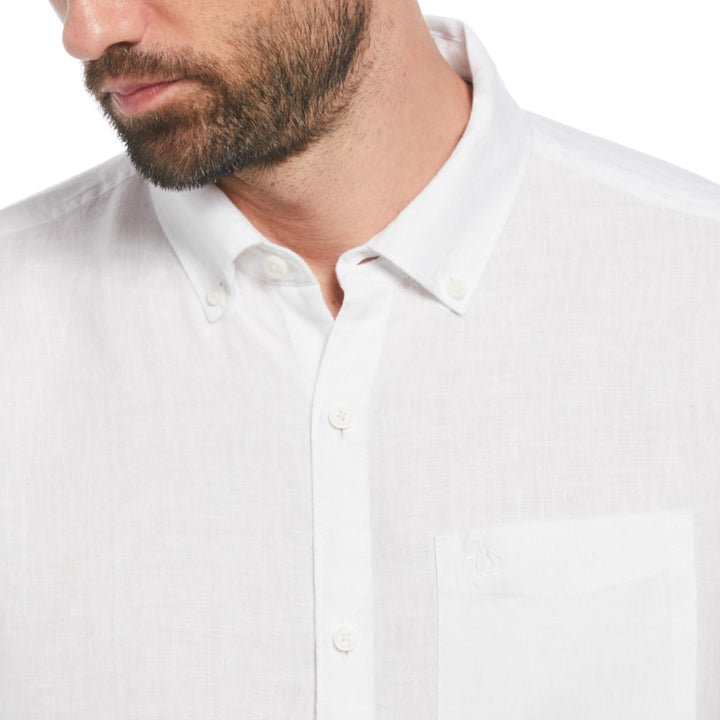 Camisa Manga Larga Lino Delave Con Bolsillo - Original Penguin México