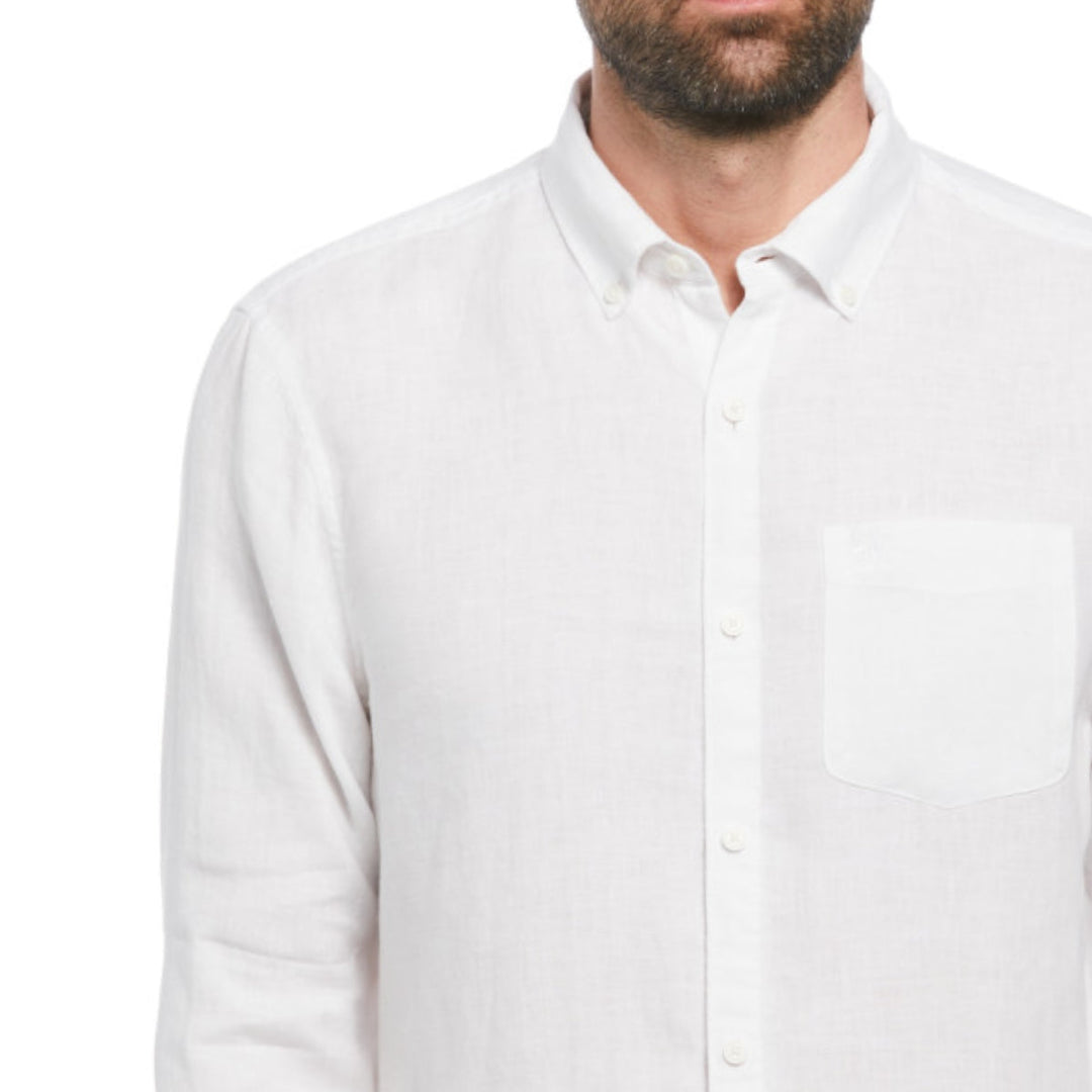 Camisa Manga Larga Lino Delave Con Bolsillo - Original Penguin México