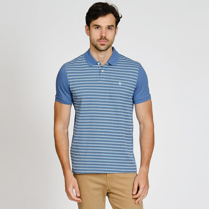 Polo De Algodón Con Jacquard Frontal zigzag