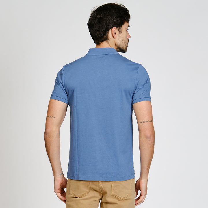 Polo De Algodón Con Jacquard Frontal zigzag