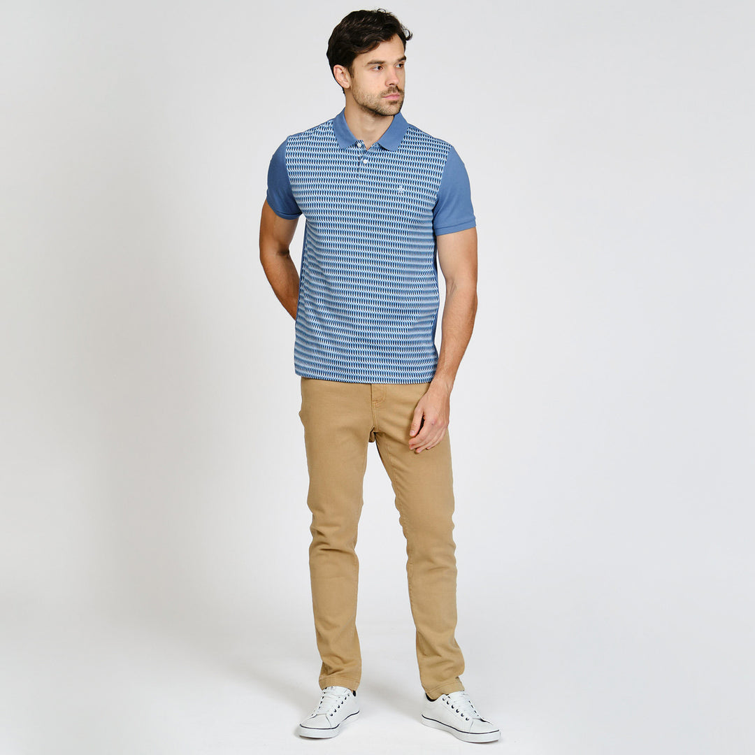 Polo De Algodón Con Jacquard Frontal zigzag