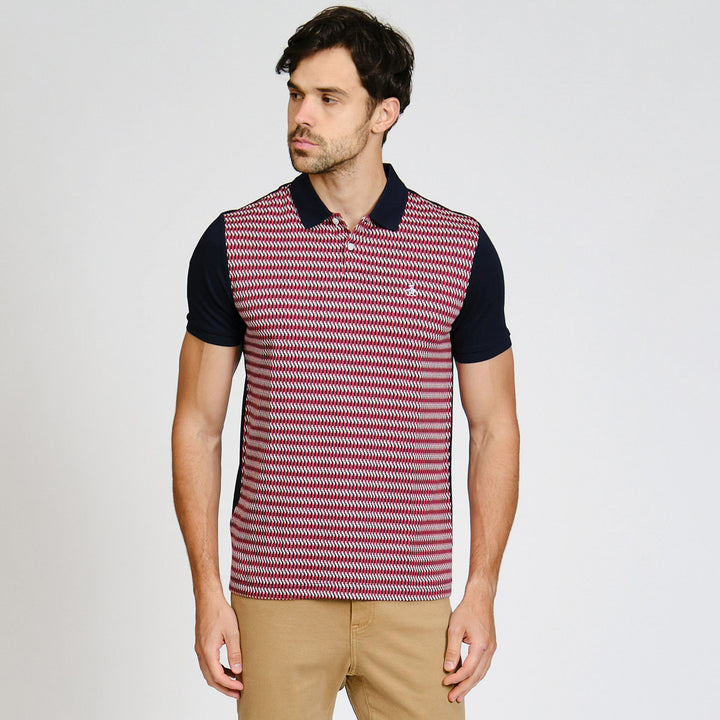 Polo De Algodón Con Jacquard Frontal zigzag