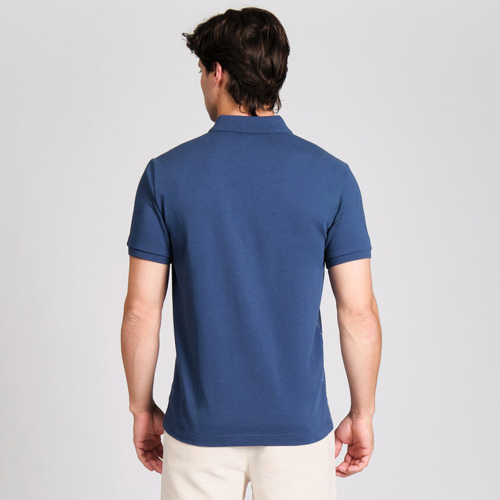 Polo De Algodón Con Jacquard Frontal Y Cierre 1/4