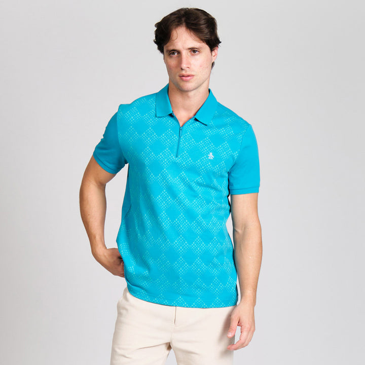 Polo De Algodón Con Jacquar Frontal Y Cierre