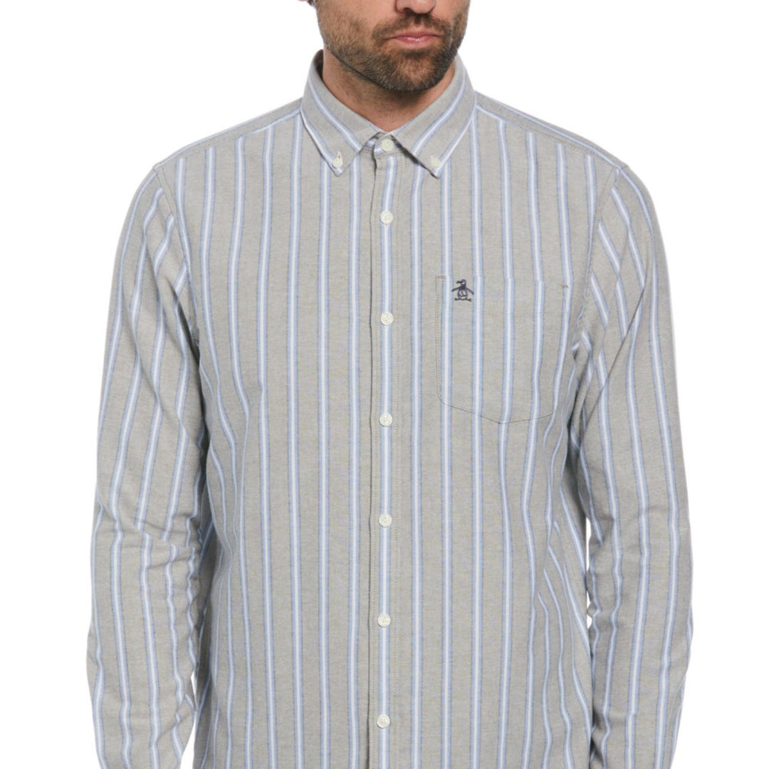 Camisa Manga Larga Oxford A Lineas Verticales