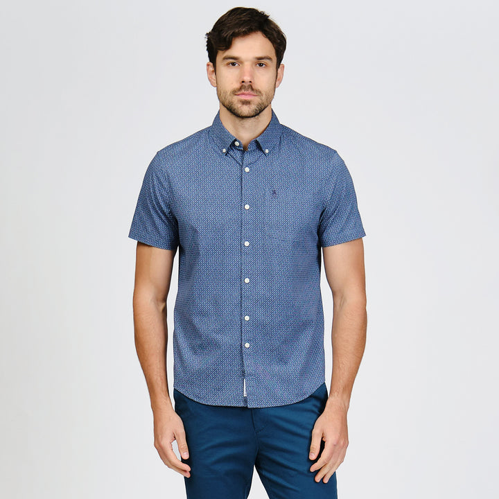 Camisa Manga Corta De Popelina Micro Geo