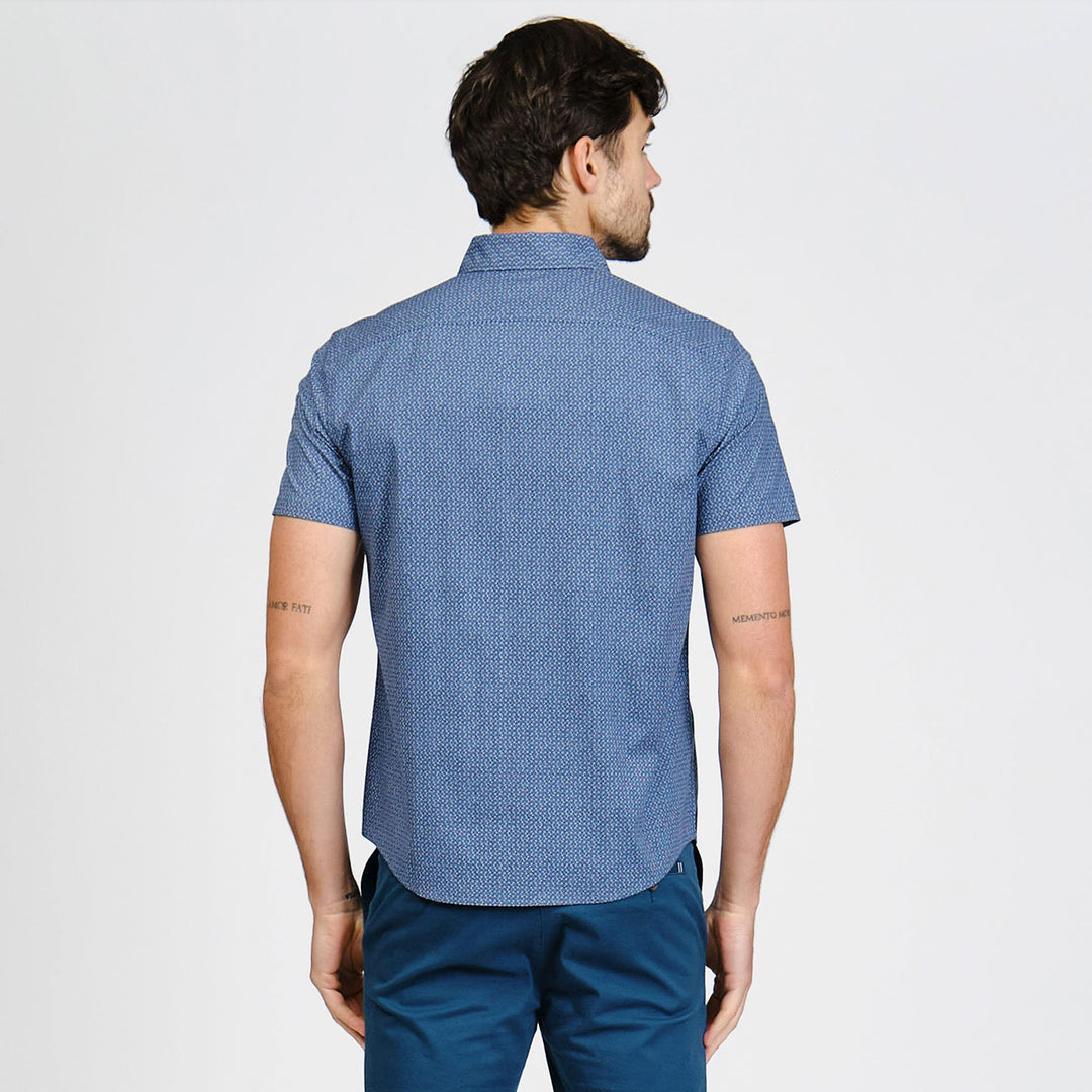 Camisa Manga Corta De Popelina Micro Geo