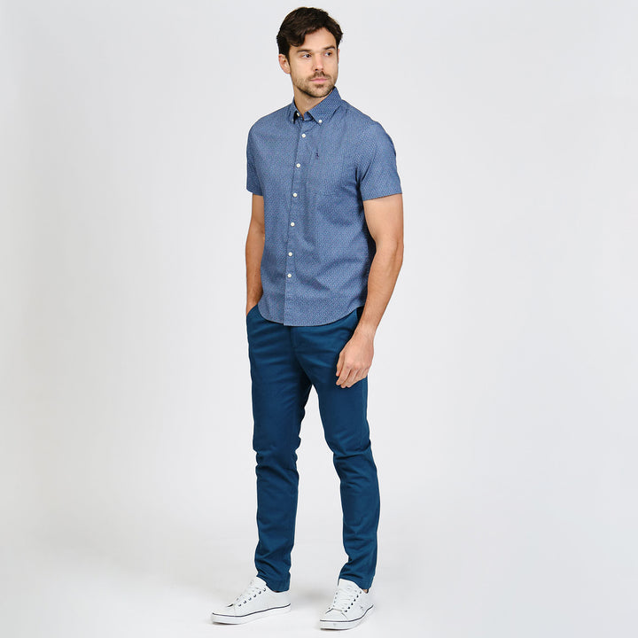 Camisa Manga Corta De Popelina Micro Geo