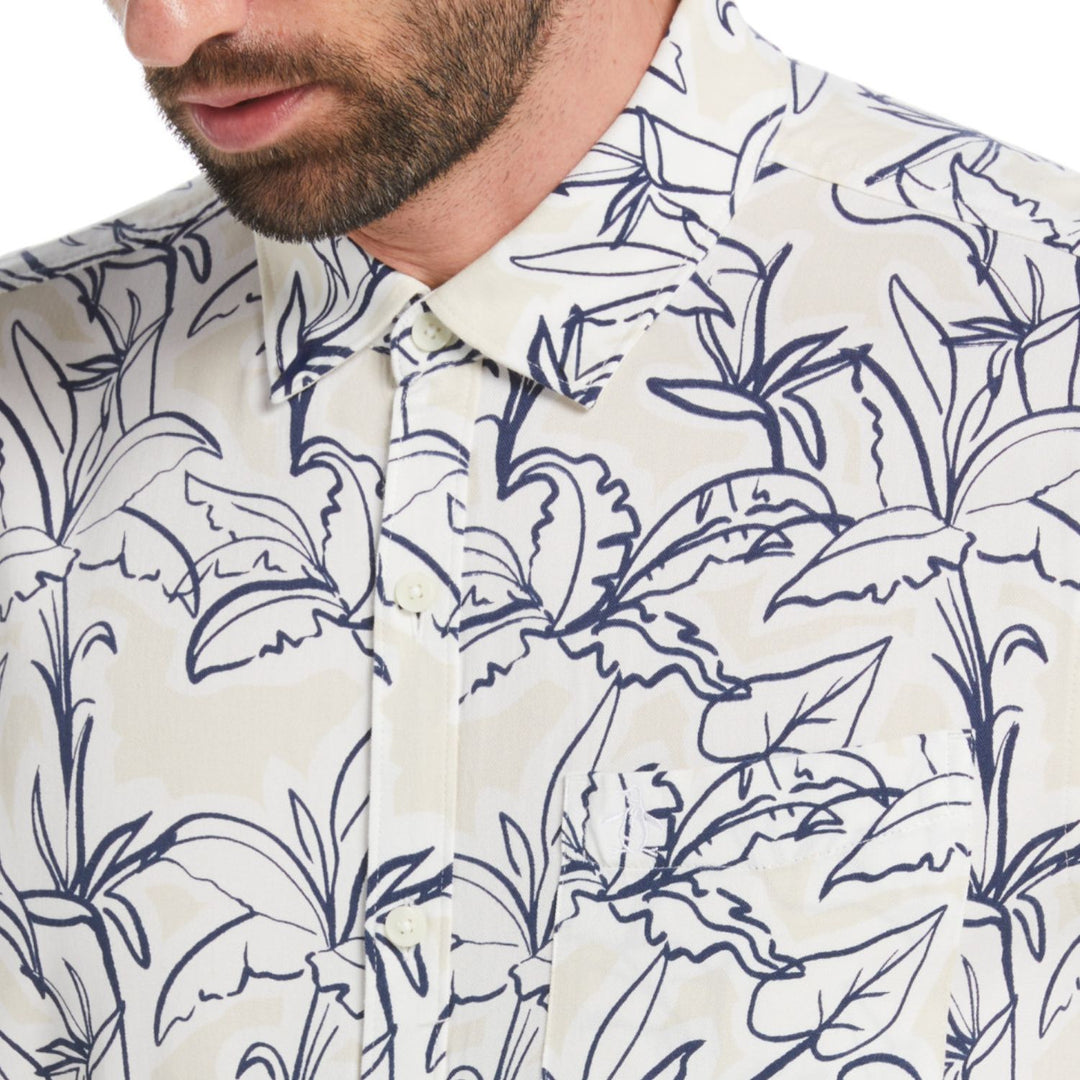 Camisa Manga Corta De Viiscosa Con Estampado De Palmeras