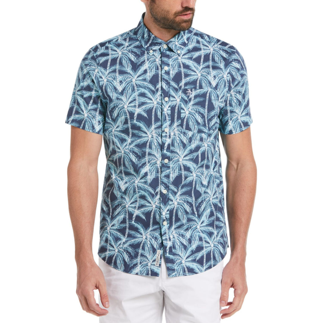 Camisa Manga Corta Con Estampado De Palmeras