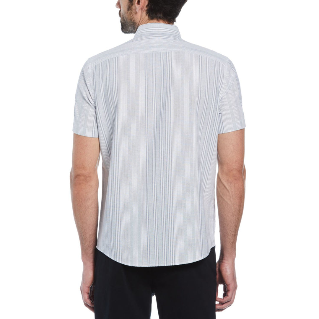 Camisa Manga Corta Oxford Con Multiples Lineas Verticales