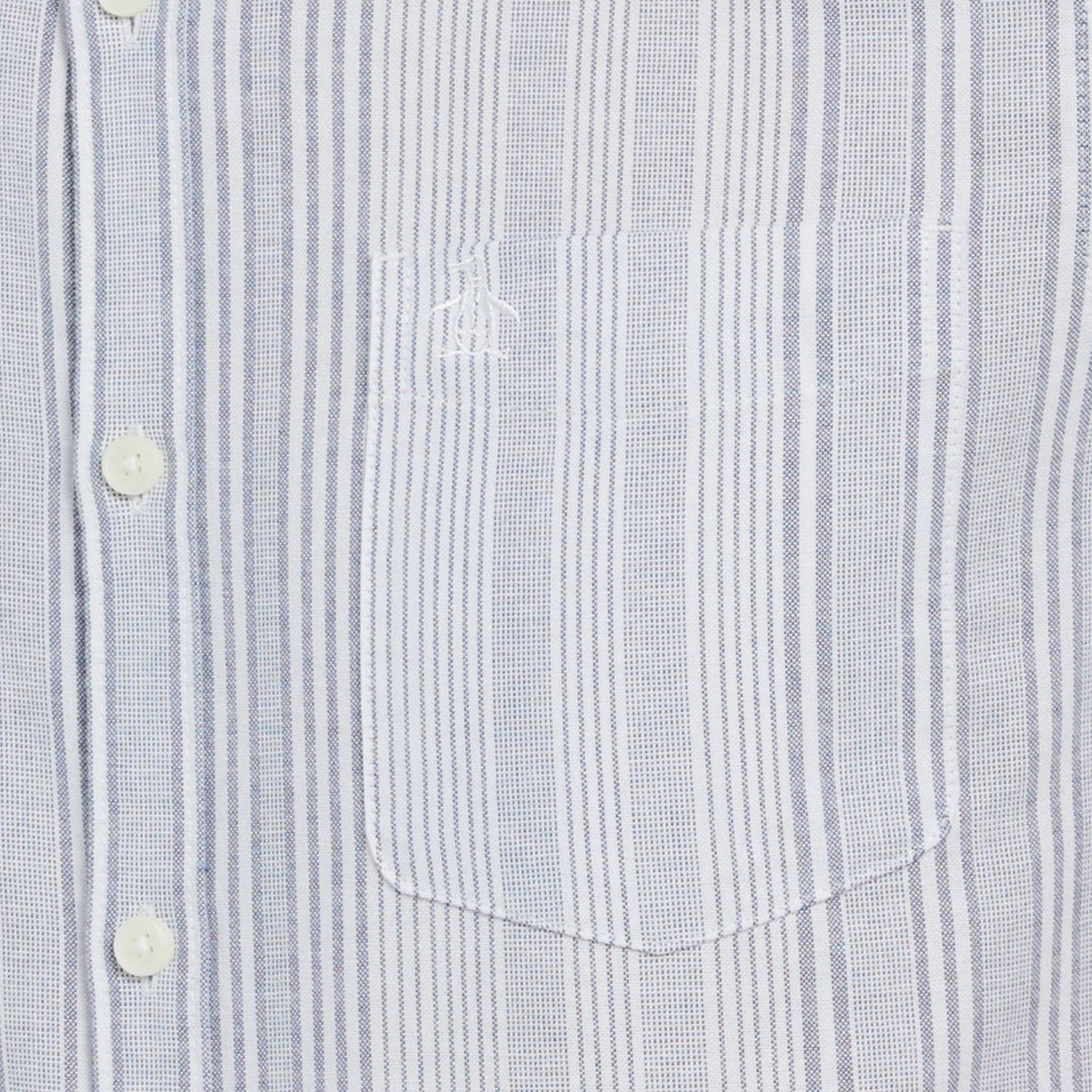 Camisa Manga Corta Oxford Con Multiples Lineas Verticales