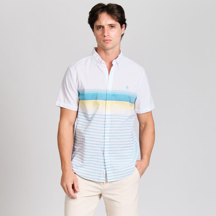 Camisa Manga Corta Lineas En Degradado