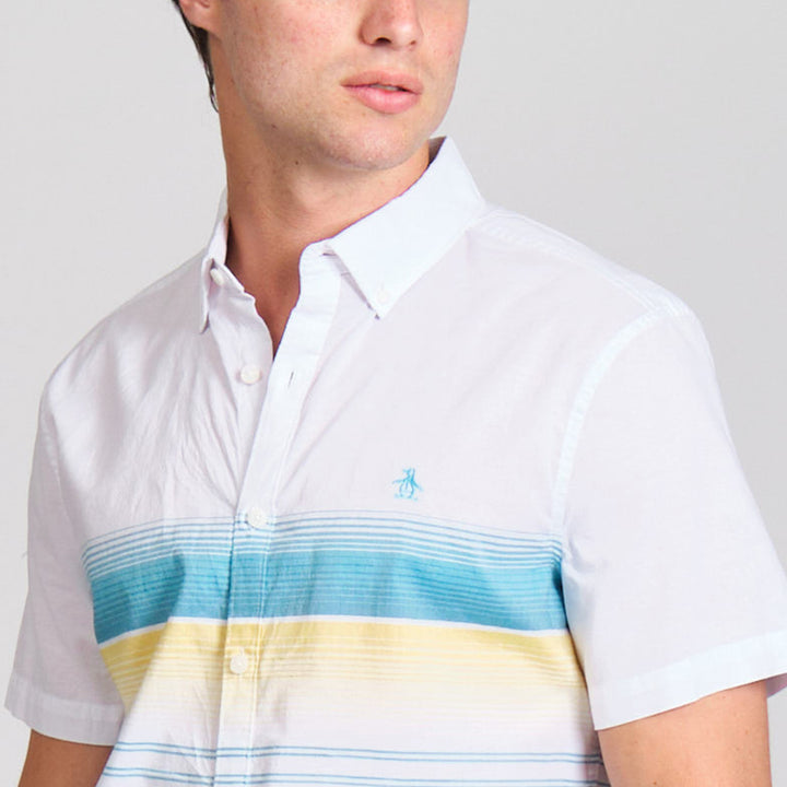 Camisa Manga Corta Lineas En Degradado