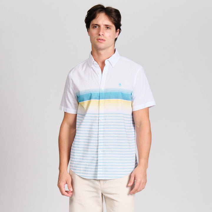 Camisa Manga Corta Lineas En Degradado