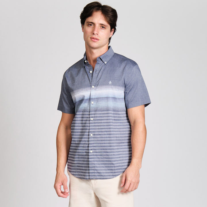 Camisa Manga Corta Lineas En Degradado