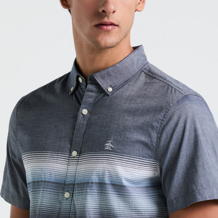 Camisa Manga Corta Lineas En Degradado