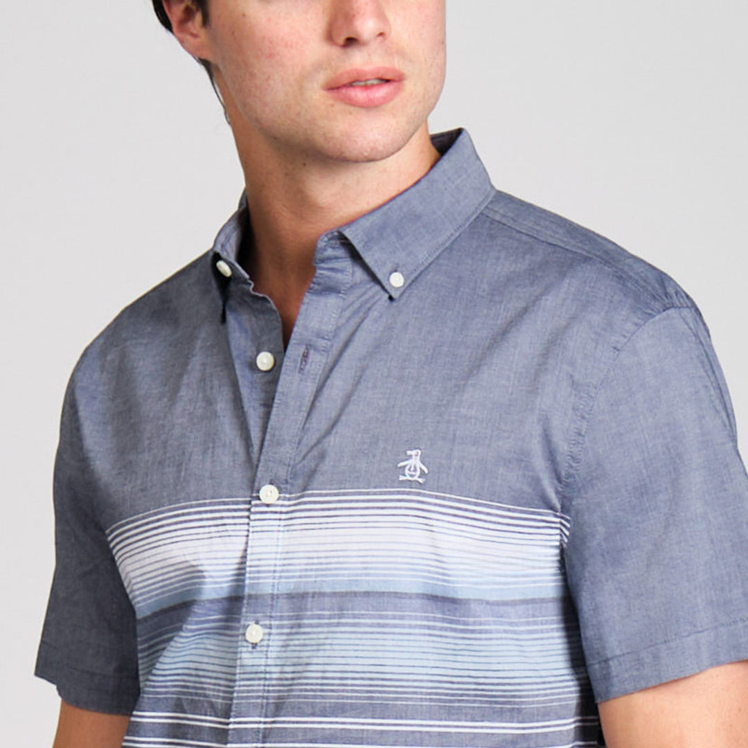 Camisa Manga Corta Lineas En Degradado