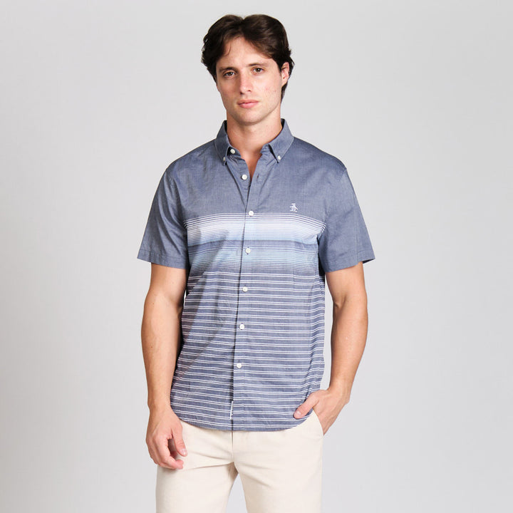 Camisa Manga Corta Lineas En Degradado