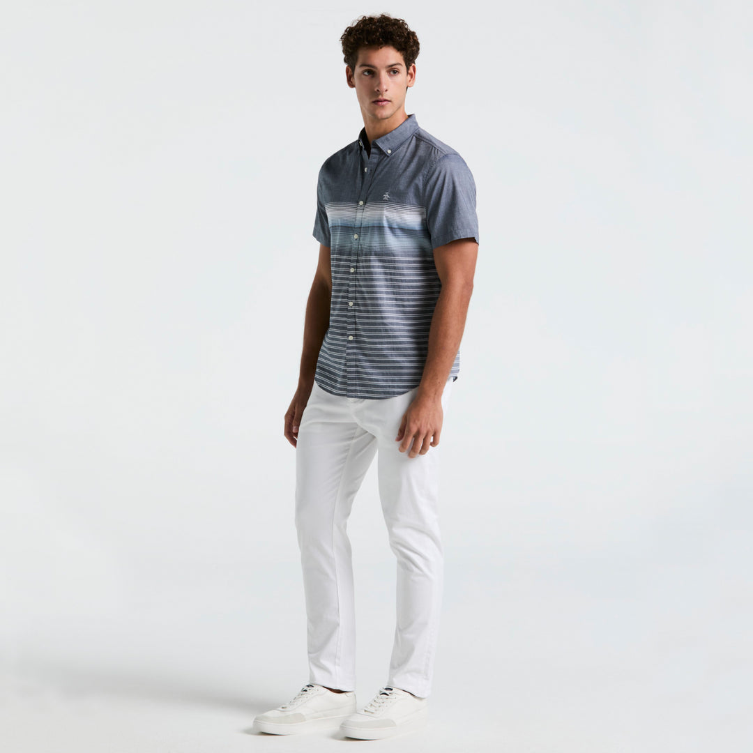 Camisa Manga Corta Lineas En Degradado