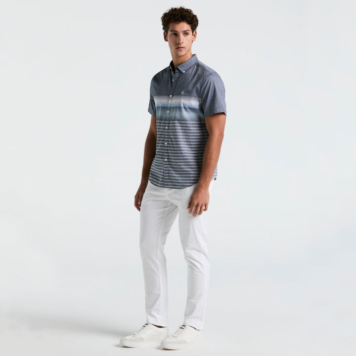 Camisa Manga Corta Lineas En Degradado