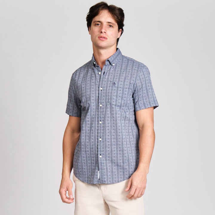 Camisa Manga Corta Dobby Geo