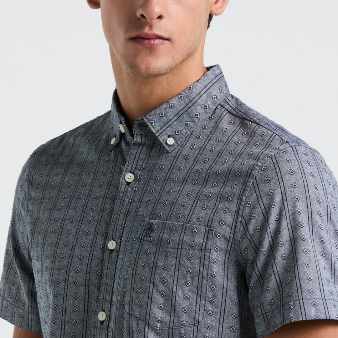 Camisa Manga Corta Dobby Geo