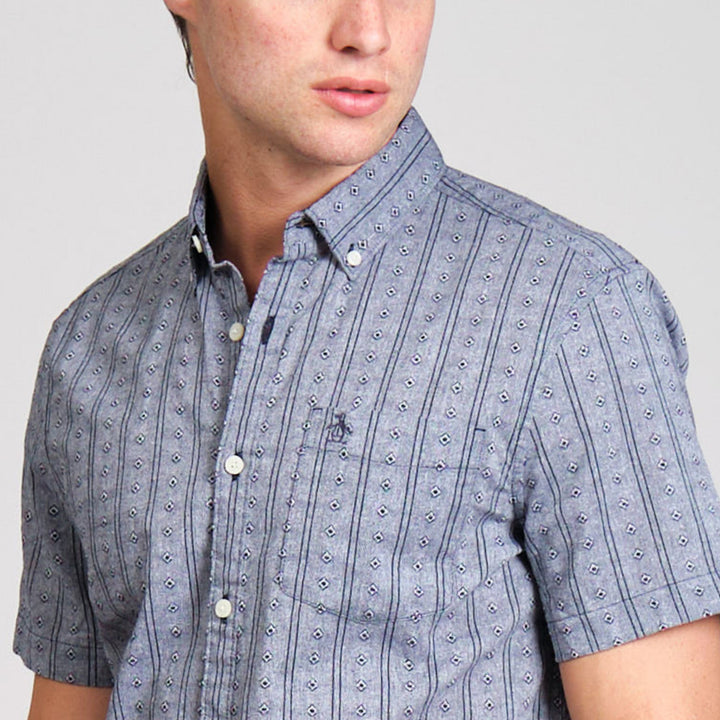 Camisa Manga Corta Dobby Geo
