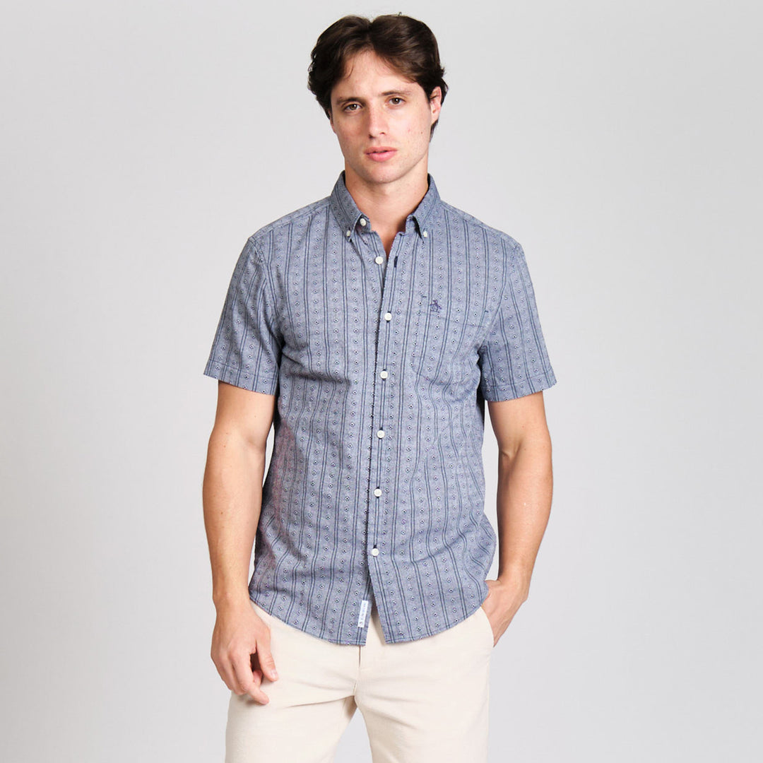Camisa Manga Corta Dobby Geo