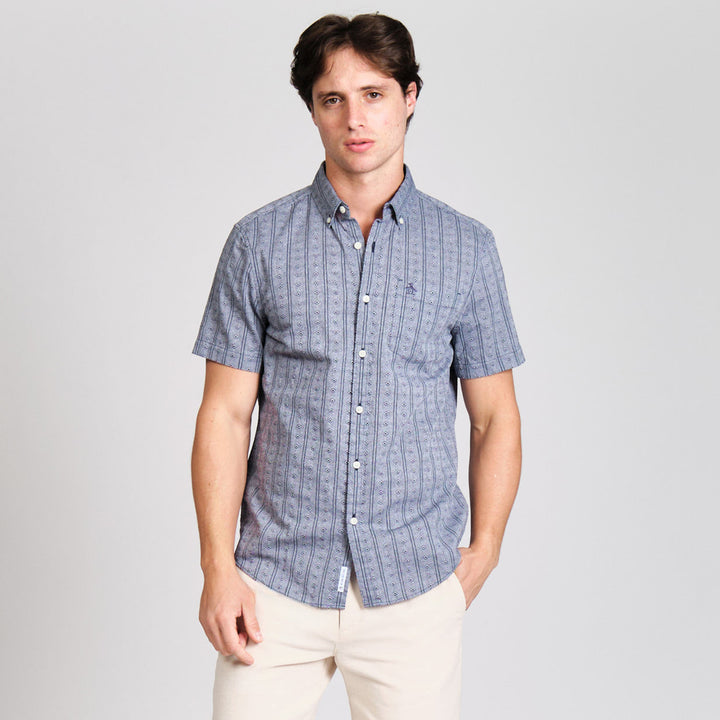 Camisa Manga Corta Dobby Geo
