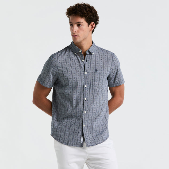 Camisa Manga Corta Dobby Geo