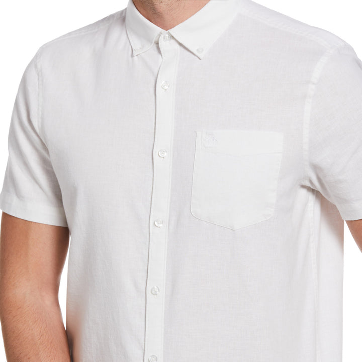 Camisa Manga Corta En Mezcla De Lino - Original Penguin México