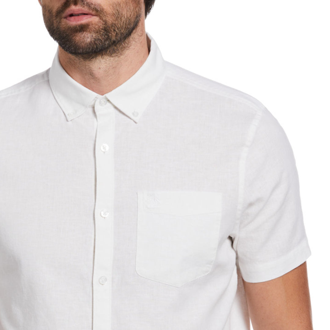 Camisa Manga Corta En Mezcla De Lino - Original Penguin México