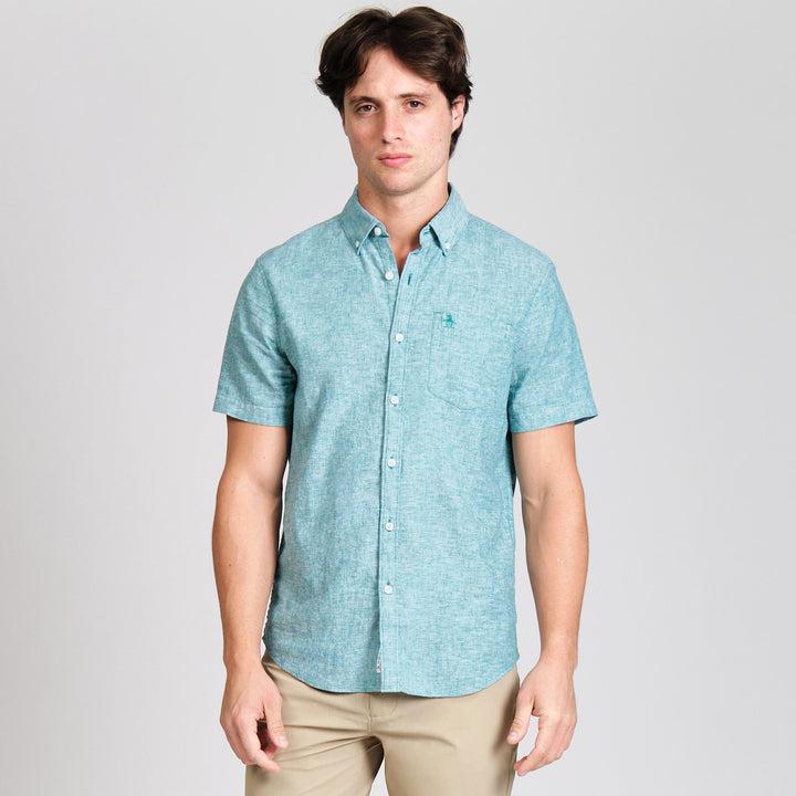 Camisa Manga Corta En Mezcla De Lino
