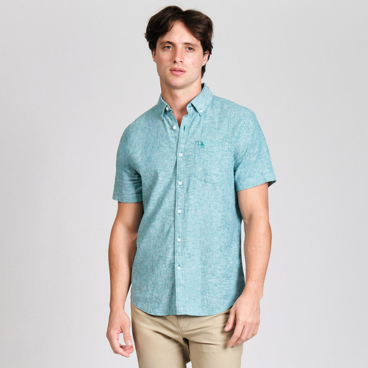 Camisa Manga Corta En Mezcla De Lino