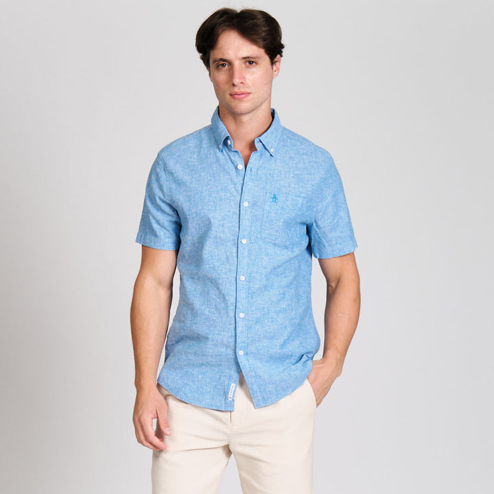 Camisa Manga Corta En Mezcla De Lino