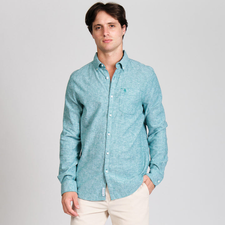 Camisa Manga Larga En Mezcla De Lino