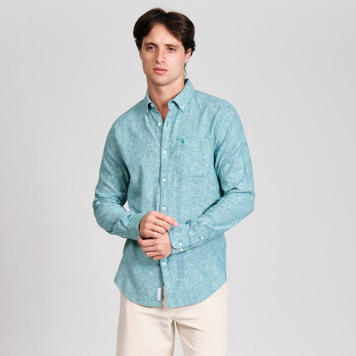 Camisa Manga Larga En Mezcla De Lino
