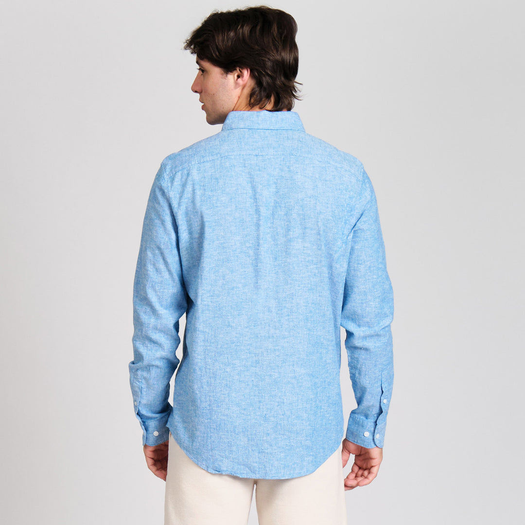Camisa Manga Larga En Mezcla De Lino
