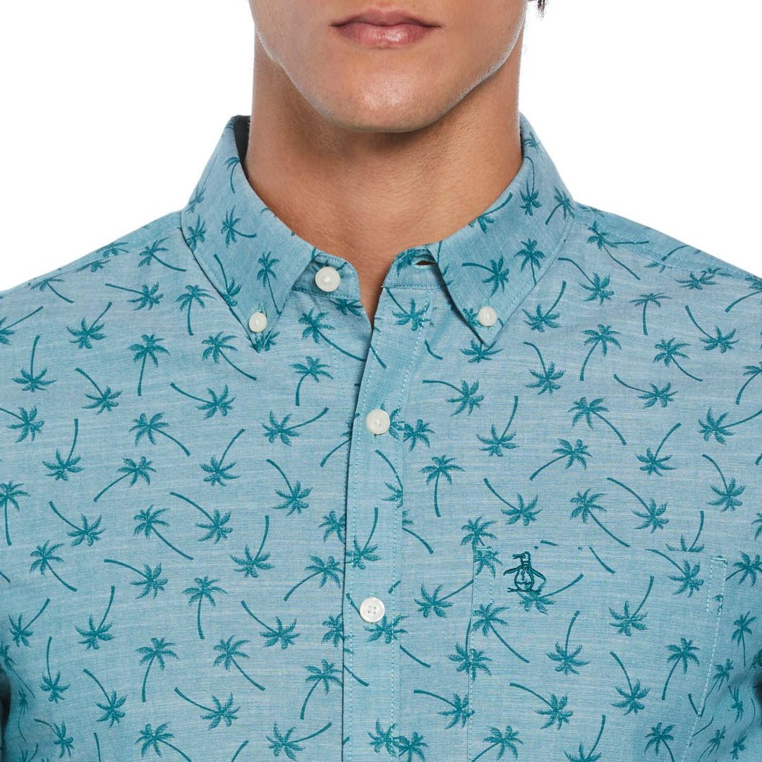 Camisa De Manga Corta Full Print Palmeras - Original Penguin México