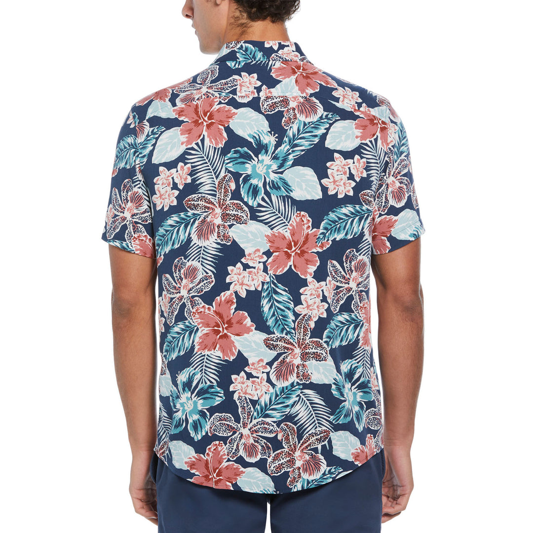 Camisa De Manga Corta En Viscosa Floral